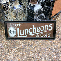 Hot & Cold Luncheons Glass Sign