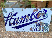 Humber Motor Cycles Enamel Sign S396 