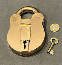 Large Brass Padlock & Key PL81