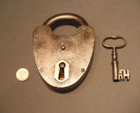 Large Wrought Iron Padlock and Key