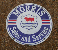 Morris Sales and Service Enamel Sign