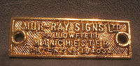 Mur-Ray Signs Brass Plate NP77
