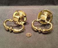 Near Pair of Large Brass Ring Door Handles