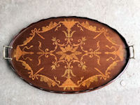 Oval Inlaid Mahogany Tray