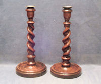 Pair Barley Twist Oak Candlesticks CS157