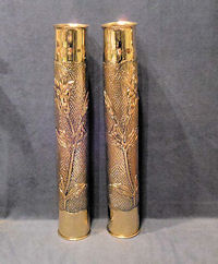 Pair of 1st World War Brass Trench Art Shell Cases