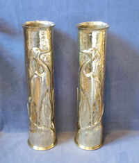 Pair of 1st World War Brass Trench Art Shell Cases