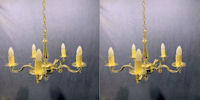 Pair of 5 Branch Brass Electric Light Fittings HL568
