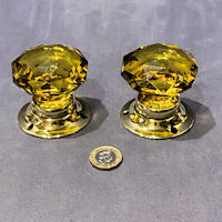 Pair of Amber Cut Glass Door Handles DH953