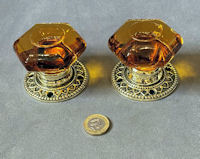 Pair of Amber Glass Door Handles