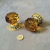 Pair of Amber Glass Door Handles