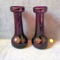Pair of Amethyst Glass Hyacinth Vases BV42