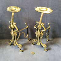 Pair of Art Nouveau Brass Fire Dogs FD132