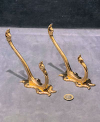 Pair of Art Nouveau Brass Hat & Coat Hooks CH59