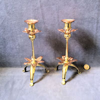 Pair of Brass and Copper Candlesticks CS224