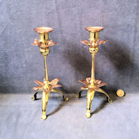 Pair of Brass and Copper Candlesticks