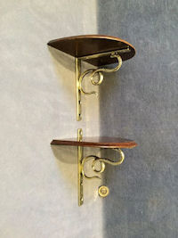 Pair of Brass and Mahogany Wall Brackets