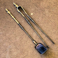 Pair of Brass and Wrought Iron Tongs and Shovel F697