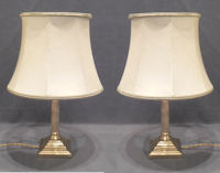 Pair of Brass Corinthian Column Electric Side Lamps
