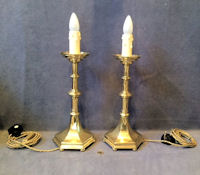 Pair of Brass Electric Side Lamp