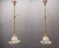 Pair of Brass Pendant Light Fitting HL383