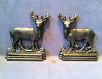 Pair of Cast Iron Stags Mantel Ornaments