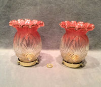 Pair of Cranberry Tinted Glass Lamp Shades