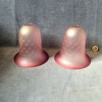 Pair of Cranberry Tinted Glass Lamp Shades S525