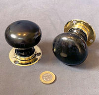 Pair of Ebony & Brass Door Handles, 2 pairs available DH1203
