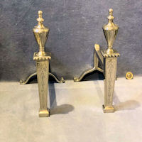 Pair of Engraved Nickel Fire Dogs FD139