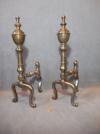 Pair of Engraved and Burnished Steel Fire Dogs