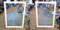 Pair of Smoke Room Frosted Glass Panels W489