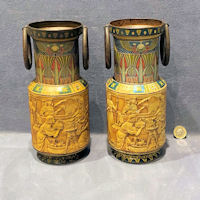 Pair of Huntley & Palmers Egyptian Vase Biscuit Tins