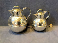 Pair of Nickel Plated Guernsey Milk Jugs DP248