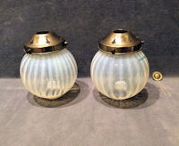 Pair of Opaline Striped Glass Shades