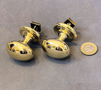 Pair of Oval Brass Cupboard Knobs, 4 available CK590