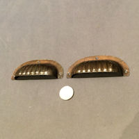 Pair of Oxidised Ribbed Drawer Pulls, 3 pairs available CK522