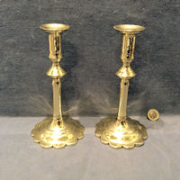 Pair of Petal Based Brass Candlesticks CS217