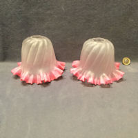 Pair of Pink and Frosted Glass Lamp Shades S476