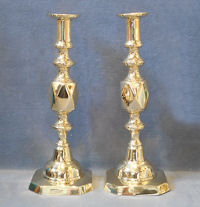 Pair of Queen of Diamonds Brass Candlesticks CS152