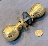 Pair of Ribbed Brass Door Handles DH1169