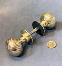 Pair of Ribbed Brass Door Handles DH1177