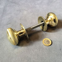 Pair of Ribbed Brass Door Handles, 4 pairs available DH859