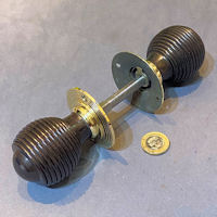 Pair of Ribbed Ebony Door Handles, 2 pairs available DH1174