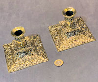 Pair of Short Brass Candlesticks CS245