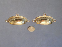 Pair of Small Brass Drawer Cup Handles, 2 pairs available CK306