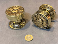 Pair of Tudor Rose Brass Door Handles DH1161