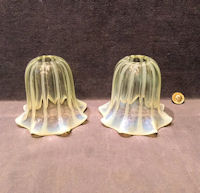 Pair of Vaseline and Opaline Glass Lamp Shades