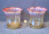 Pair of Vaseline and Cranberry Glass Lamp Shades