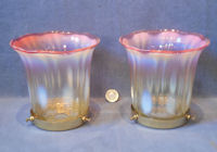 Pair of Vaseline and Cranberry Glass Lamp Shades